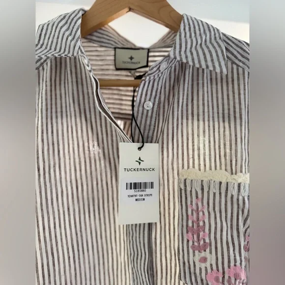 Tuckernuck Striped Dress with Pink Embroidery - Picture 2 of 6